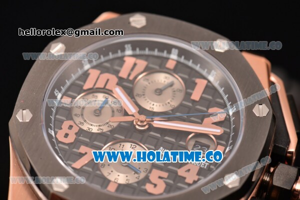 Audemars Piguet Royal Oak Offshore Chronograph Swiss Valjoux 7750 Automatic Rose Gold Case with Steel Bezel Arabic Numeral Markers and Black Dial (EF) - Click Image to Close